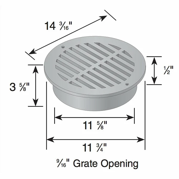 NDS - 1260 - 12" Rd Grate-Gray 2 NDS - 1260 - 12" Rd Grate-Gray - Image 2