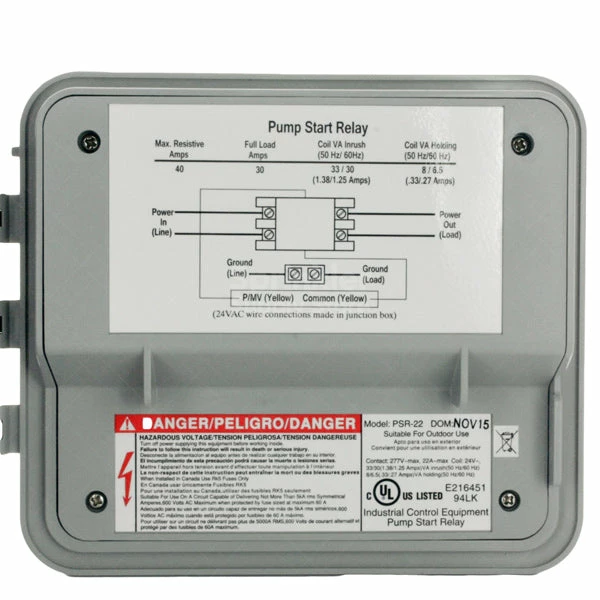 Hunter - PSR-22 - Double Pole/Single Throw Pump Start Relay, 3.5 HP 2 Hunter - PSR-22 - Double Pole/Single Throw Pump Start Relay, 3.5 HP - Image 2